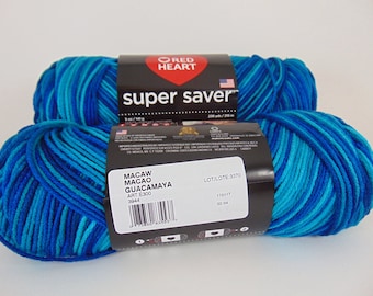 Macaw - Red Heart Super Saver variegated yarn 100% acrylic worsted weight - 4508