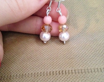 Swarovski Crystal and pink and gold earrings