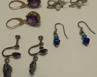 Four Pairs of Sterling Earrings