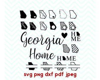Georgia svg, State svg, Home, Love, Split, Circle Monogram, Cricut Files, Silhouette Files, Vinyl Cut File, Iron on decal, dxf, pdf