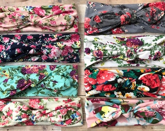 Baby Headband, Knot Headband, Baby Girl Headwrap, Baby Turban, Top Knot Headband, Floral Baby headwrap, Baby shower,headband set