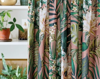 Boho Chic Curtains- Tropical Curtains- Tropical Decor- Floral Curtains- Tropical Flowers- Botanical Curtains- Boho Curtains- Lined Curtains