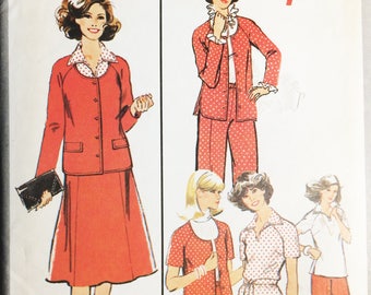 Lot of 2 Vintage Plus Size 70's Sewing Patterns Simplicity 8396 sz 20/22 & 28/30 Mini-Wardrobe Jacket Top Skirt Pants