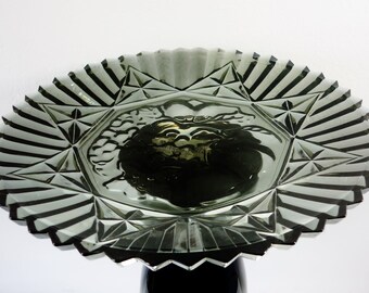Sale Federal Glass Co Sandwich Platter 12" Black Smoke 1970s