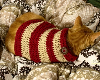 Crochet Cat Sweater- Clothes for Cats- Cat Clothing- Cat Shirt