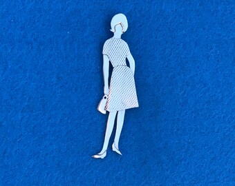 Sterling Silver Retro Lady Brooch/Pendant #11