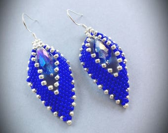 Handmade earrings, seed bead earrings, Peyote earrings, leaves earrings, Russian leaves earrings, Gift for her, beaded earrings