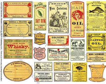 Antique Pharmacy Labels Printed Apothecary Clip Art Medicine