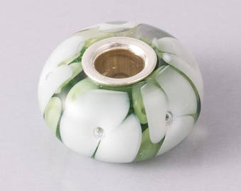 Flowery Silver Cored Lampwork Bead