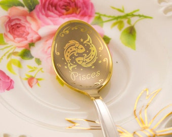 Zodiacal constellations Zodiac Pisces spoon personalized gift for boyfriend gift for girlfriend best gift for coworker unique gift for men