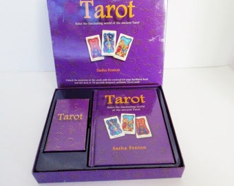 Tarot Card Deck, Boxed Book Set The Fascinataing World of the Ancient Tarot by Sasha Fenton, hard cover book 78 cards Major Minor Arcana