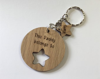 Fathers day, Daddy keyring, grandad gift, grampy, daddy present, personalised keyring, children keyring, personalised key chain, daddy birth
