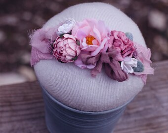 Pink Mauve Flower Crown- photography prop