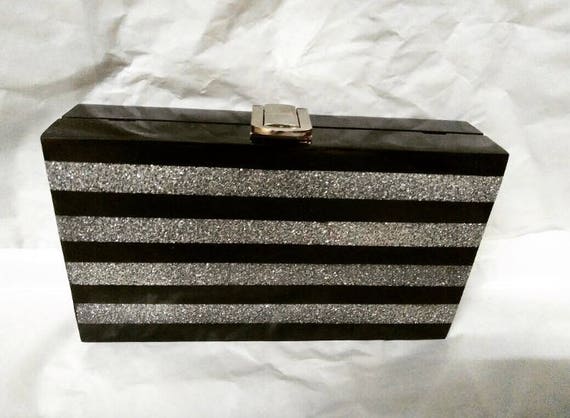 silver acrylic clutch