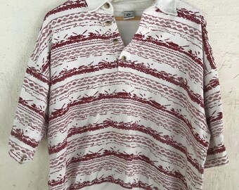 C&A Retro Vintage 70s Knitted Polo - Size L