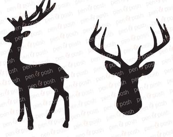 Deer SVG - Antlers SVG - Deer Head SVG - Deer Antler Svg - Stag Svg - Christmas Deer Svg - Cut Files - Deer Clipart