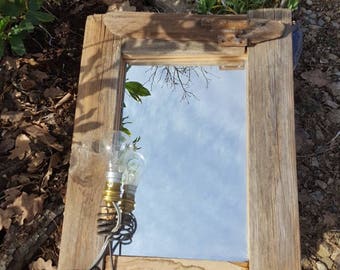 Upcycled with its bulb wood mirror