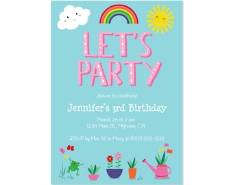 Printed Invitations - Let's Party Rainbows