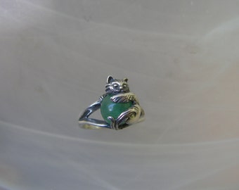 Cat Ring Sterling Silver With Aventurine