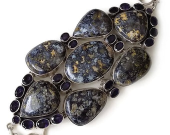 Blue Jasper and Iolite Sterling Silver Bracelet