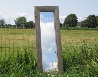 Rustic Floor Mirror Made From Reclaimed Wood - Small 40 x 14