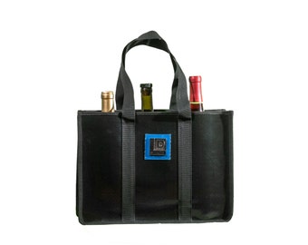 Recycled 3 bottle tote Eco-friendly Three Bottle Wine Bag- Landfill Dzine