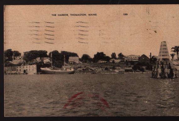 The Harbor + Thomaston, Maine + 1949 + Vintage Photo Postcard