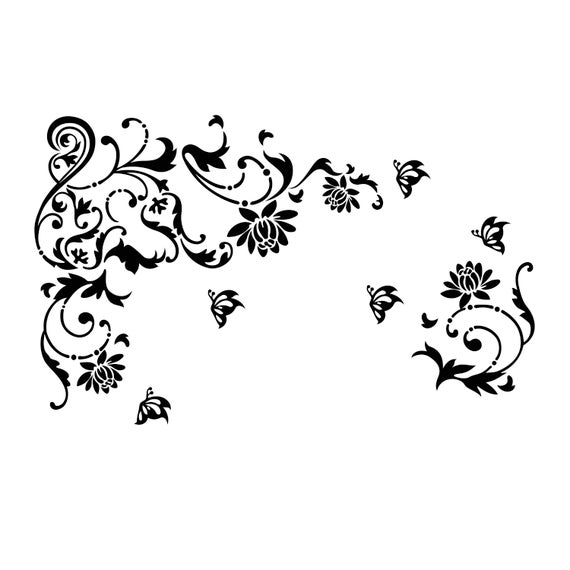 Download 2 part flower butterfly letter Graphics SVG Dxf EPS Png Cdr Ai