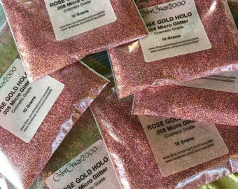 Pink Rose Gold Holographic .008 Ultra Fine Micro Solvent Resistant Glitter Nail Polish Glitter, Craft Glitter ,Cosmetic Glitter, X911