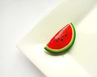 Watermelon Brooch, summer bright funny jewelry, fruit and berry jewelry, watermelon jewelry, red and green, pin-up style fashion jewelry
