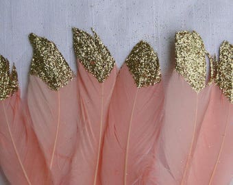 6 paillettes d’or trempé plumes - bricolage bannière pour mariage Decor Photo Prop Boho guirlande