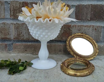 Vintage Fenton Hobnail Milk Glass Peanut/Candy Dish Footed Compote 1960's