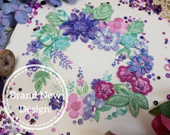 Flower Festival (Mauves) : Stunning Stumpwork Embroidery Kit By Maggie Gee Needlework *NEW*