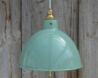 Vintage green grey industrial small hanging light pendant ceiling lamp shade BL2G3