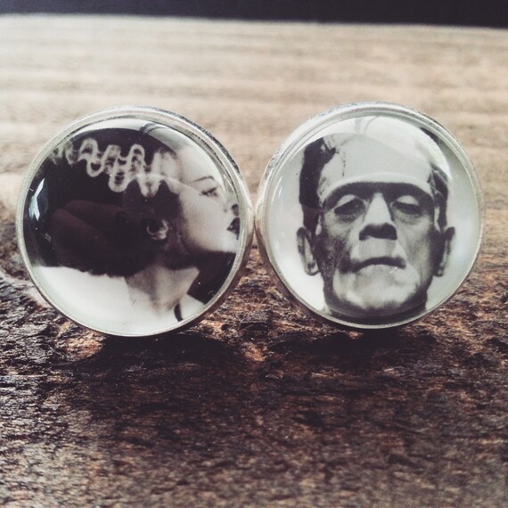 Frankenstein and his Bride Stud Earrings