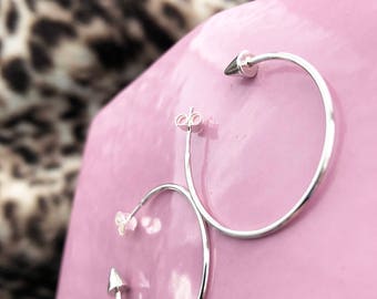 Silver Arrowhead Hoop Earrings
