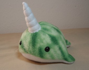 Tiny Green Tie Dye Fleece Narwhal Plush Stuffed Animal