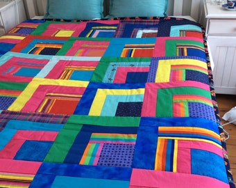 Rainbow Quilt, 180x155 cms.