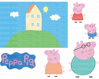 Dxf Png eps ai Peppa Pig Clipart LAYERED Vector Cut Files Cricut Design Silhouette Cameo Birthday Party Supply Decoration Vinyl Tshirt Decal