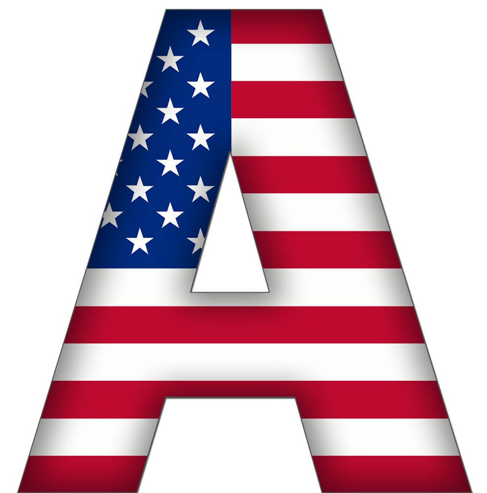 Download USA Flag Alphabet Clipart, Uppercase and Lowcase American ...