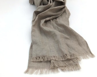 pure linen scarf - natural flax - women men