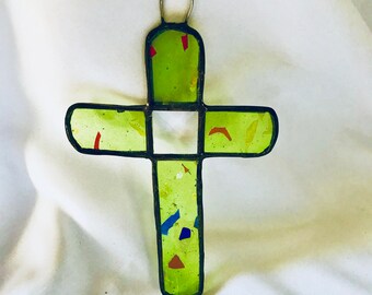 Cross with prism in middle sun catcher /ornament