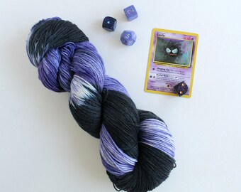 Hand dyed yarn Lastly Gastly - hand dyed sock yarn - sock yarn - variegated yarn - pokemon yarn - geek yarn - hand painted yarn