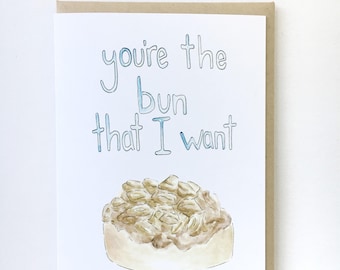 valentine's card, Funny love notecard, food pun greeting, sweet anniversary card, love letter for him, brunch paper goods, grease lyric pun