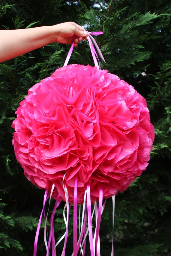 Wedding Pinata Hot Pink Flower Ball Pinata Pomander 1617