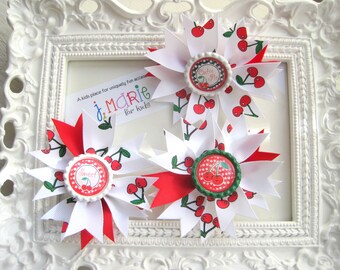 Sweet cherries hair bow clip for girls