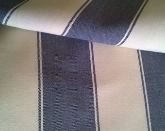 Fabric upholstery ticking stripes blue, white