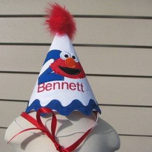 Boys 2nd birthday elmo hat, Elmo boys first birthday hat, smash cake hat, party hat, boys 1st birthday, 2nd birthday, free personalization