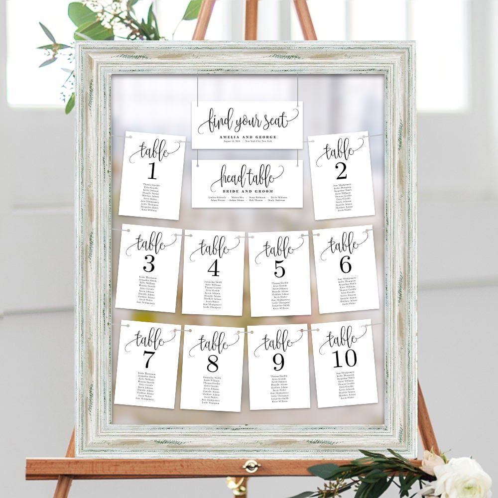 Wedding Seating Chart Template Set Printable Table Seating