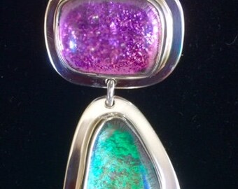 Dichroic Glass and Sterling Silver Pin/Pemdant